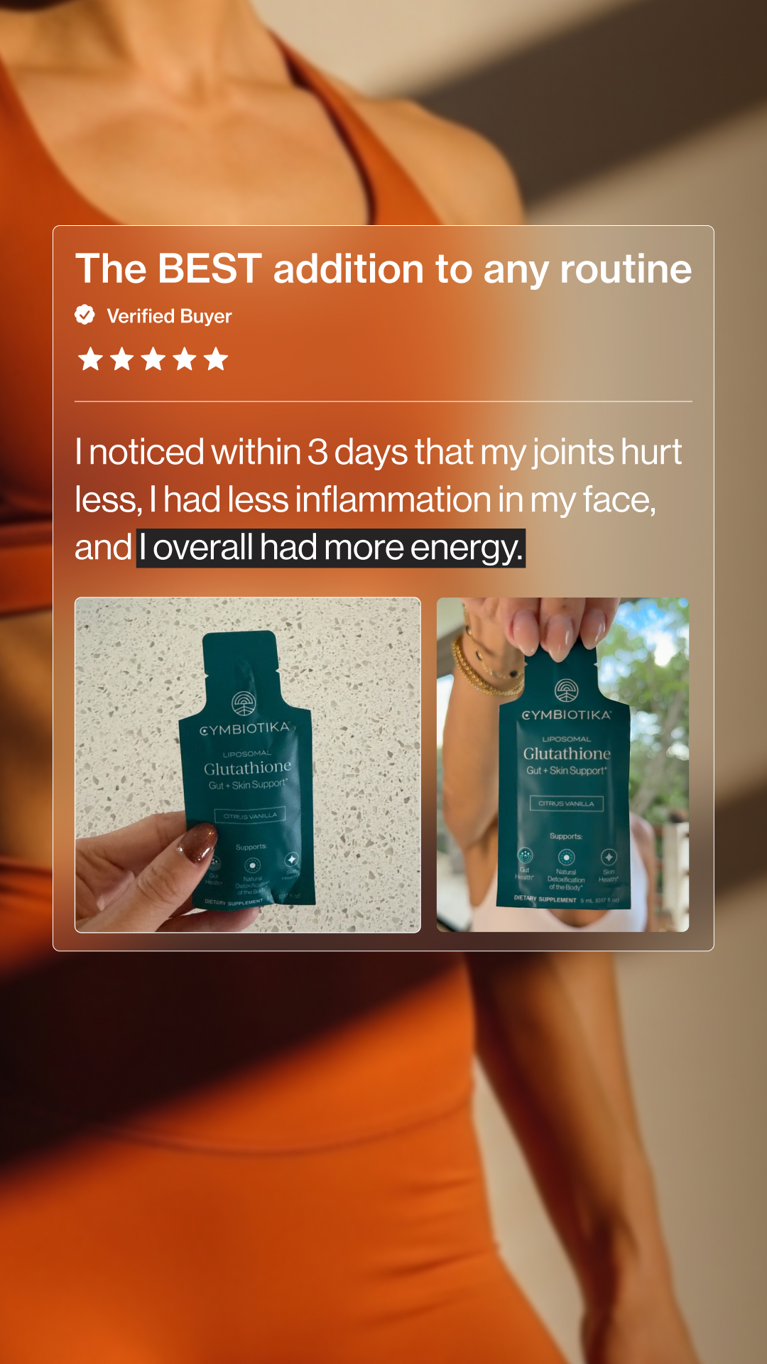 Supplements ad by Cymbiotika